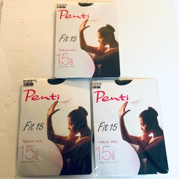 Bundle of 3 New packs 15 Den thin soft sheer black panthyhose tights size Medium - Picture 2 of 4